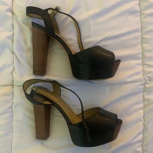 See By Chloe black platform with wood heel